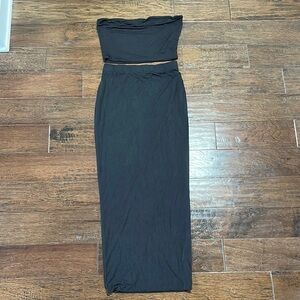Fashion Nova Black Strapless Two-Piece Outfit